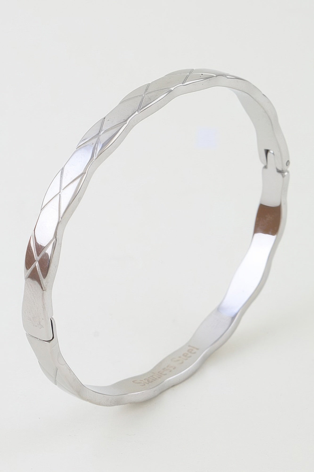 Polished Diamond Cut Cuff Bracelet