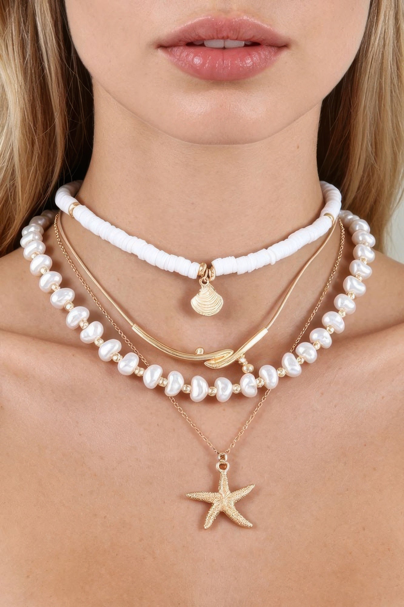 Multi Starfish Beaded Necklace