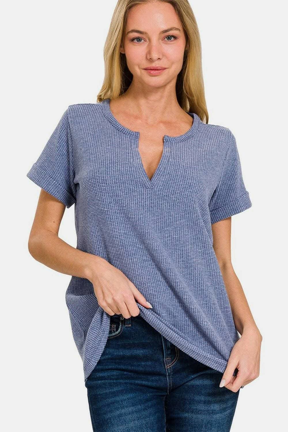 Trendsi Women's Blouse Notched Neck Casual Chic Top