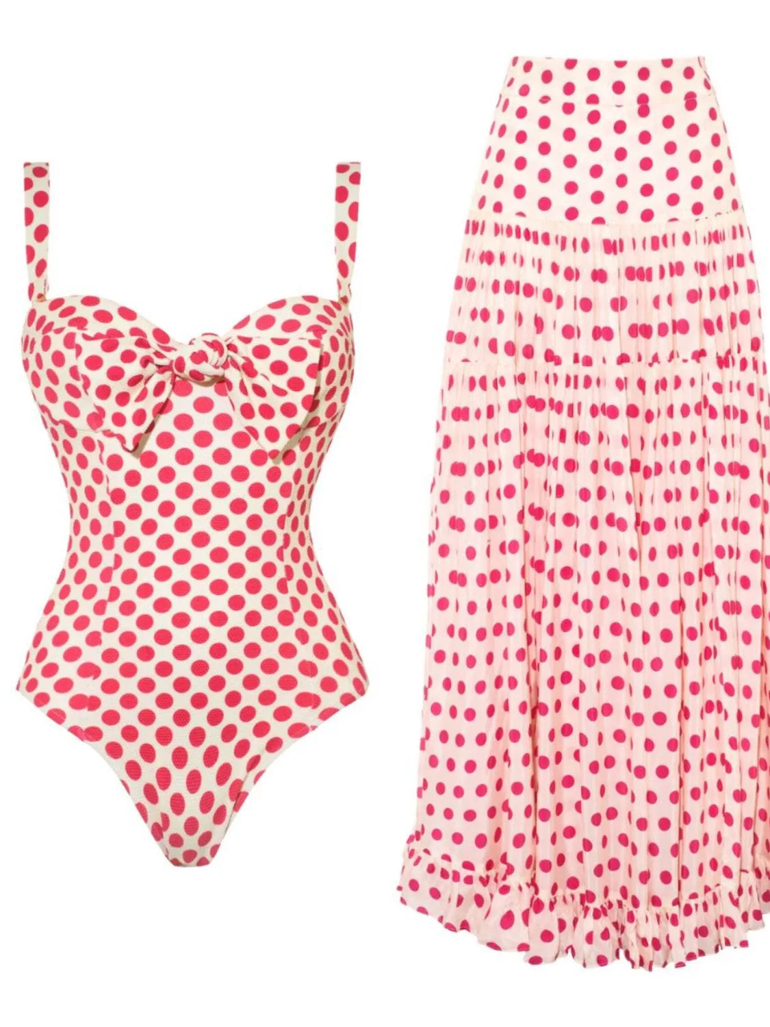 Printed One Piece Swimsuit and Skirt Set