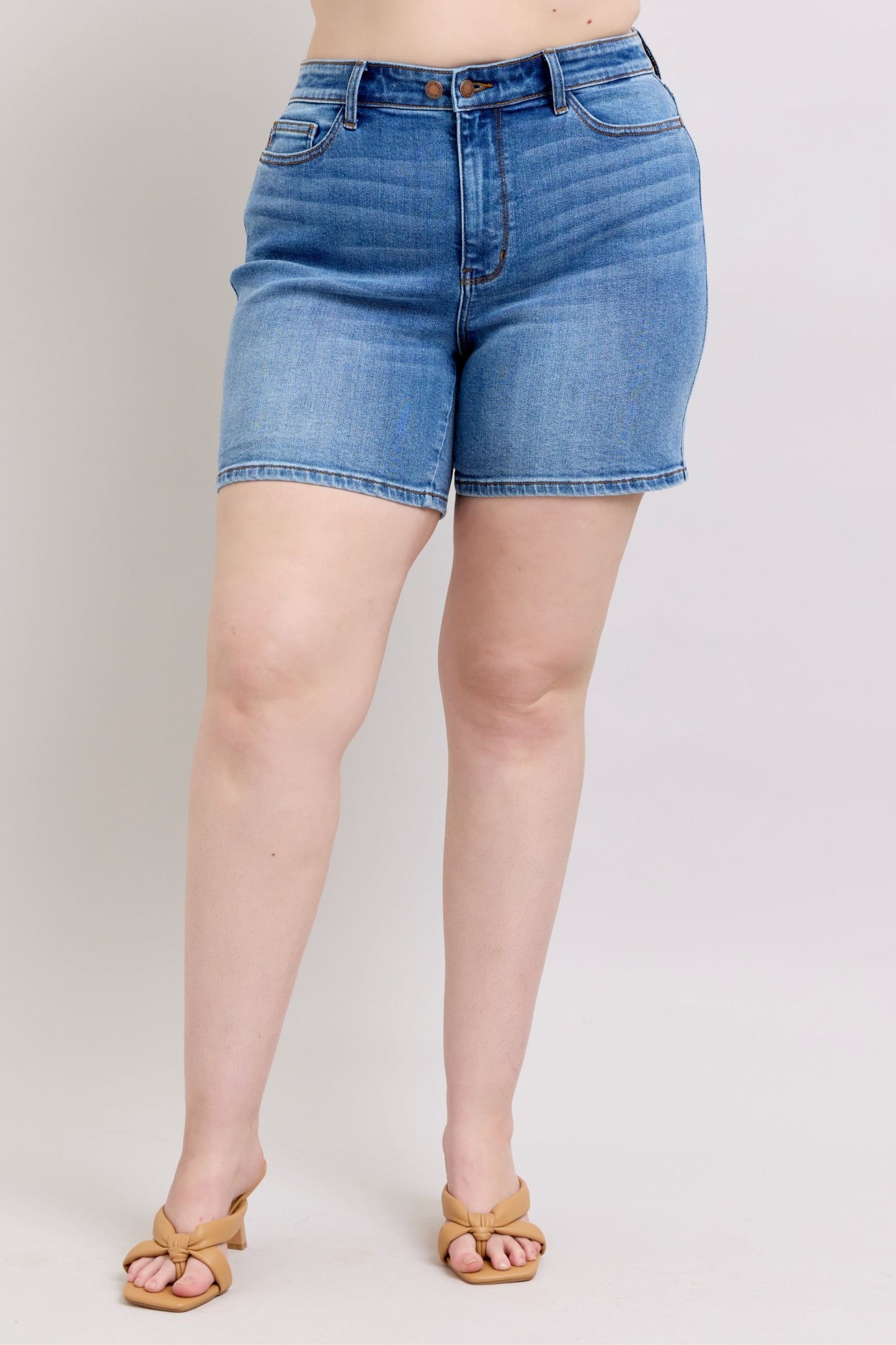 Trendsi Judy Blue Denim Shorts Women's Casual Plus Size Shorts with Pockets