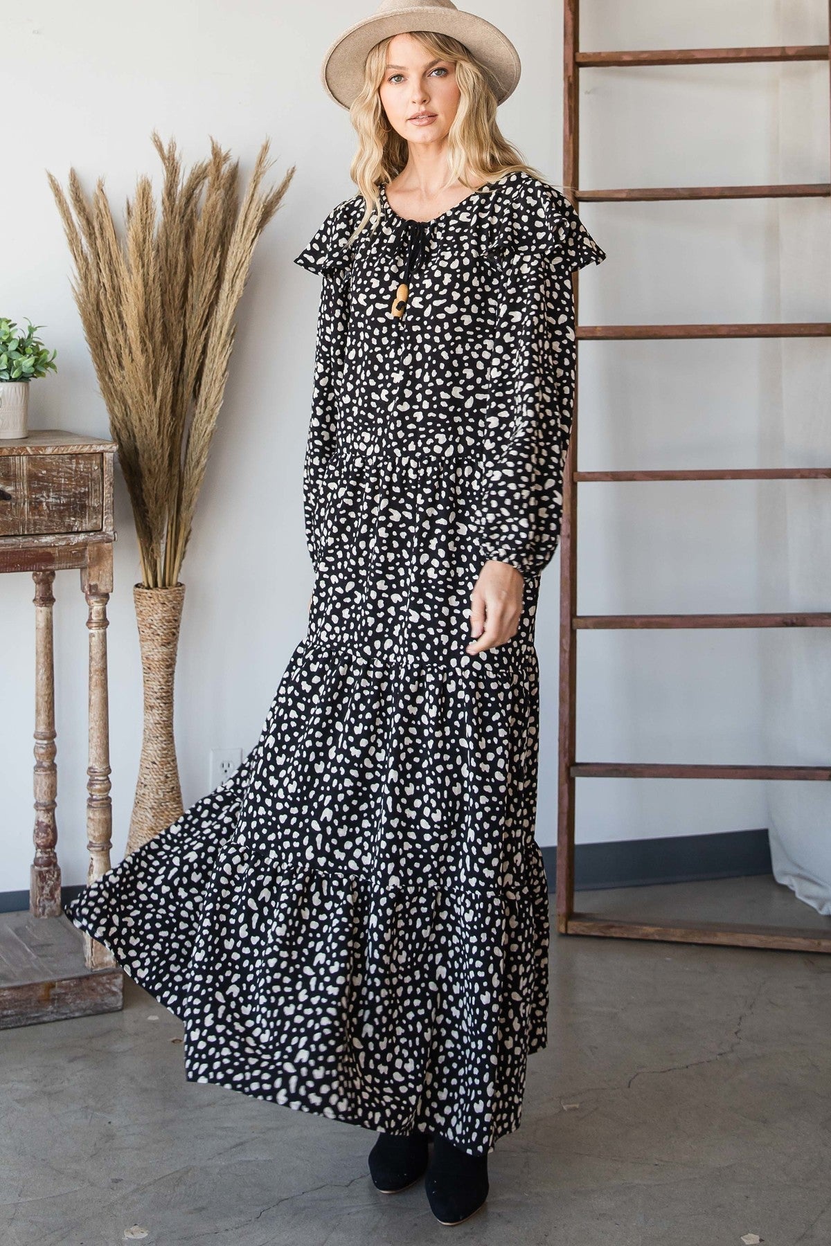 Black/White Bohemian Maxi Dress