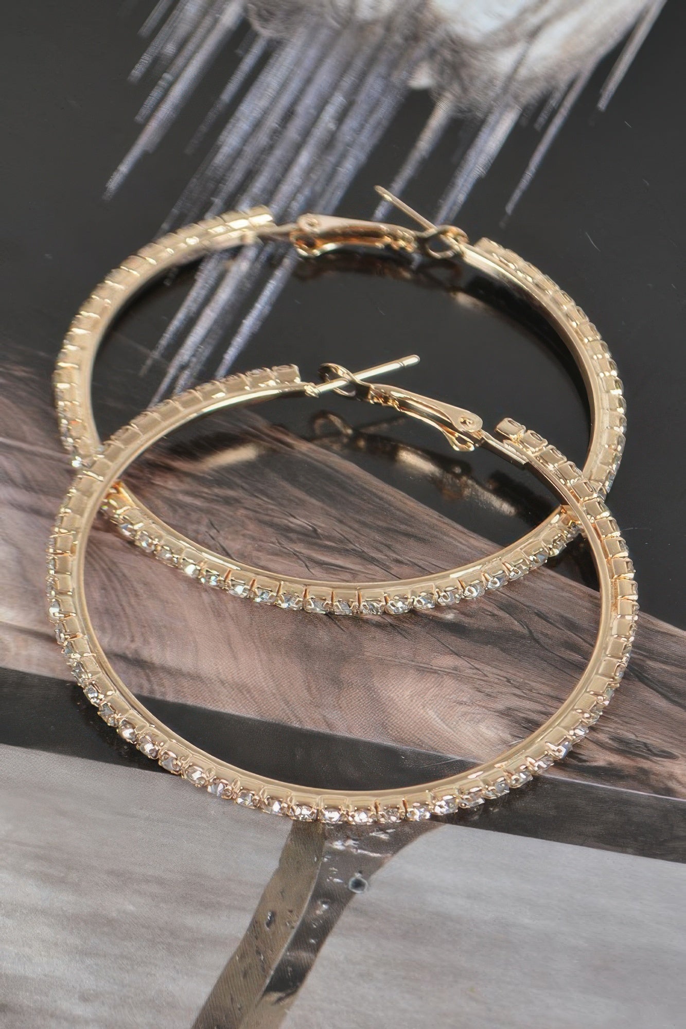 5cm Double Rhinestone Hoop Earrings
