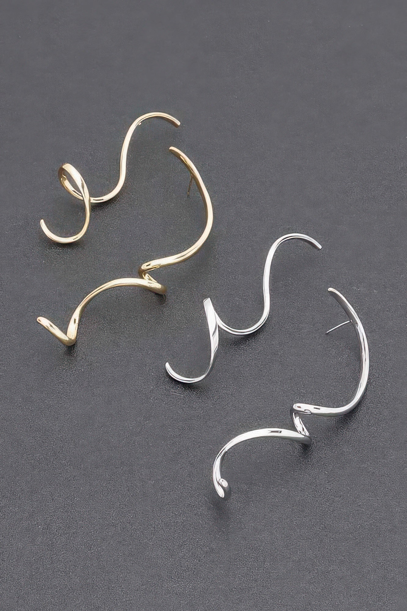 Gold Plated Metal Twist Dangle Earrings