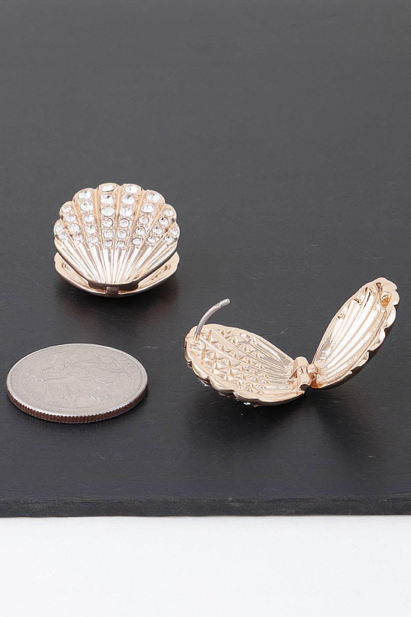 Jeweled Clam Shell Earrings