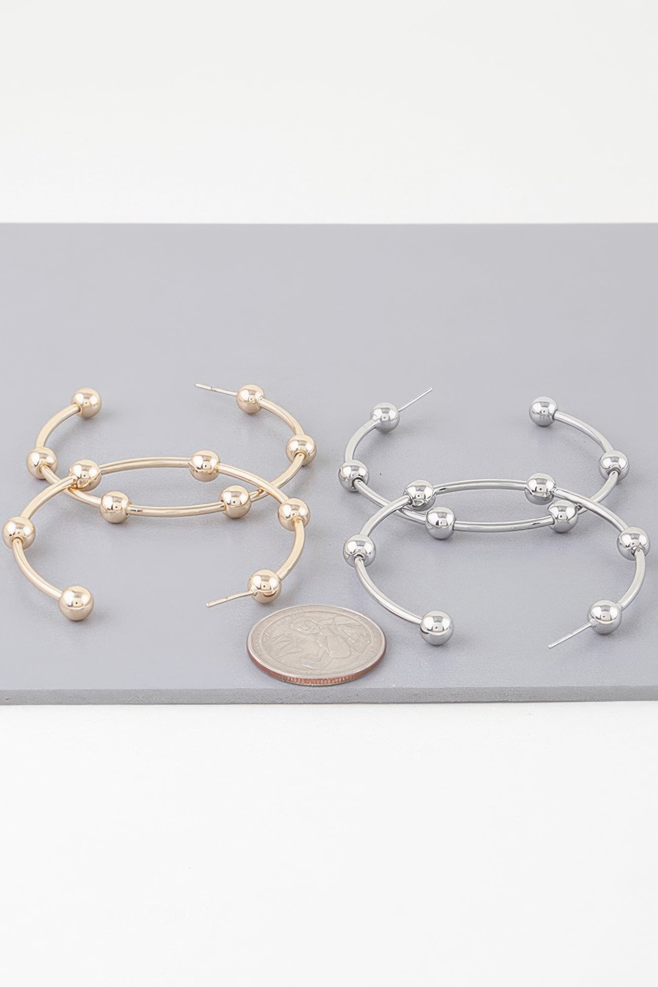 Multi Shiny Bead Hoop Earrings