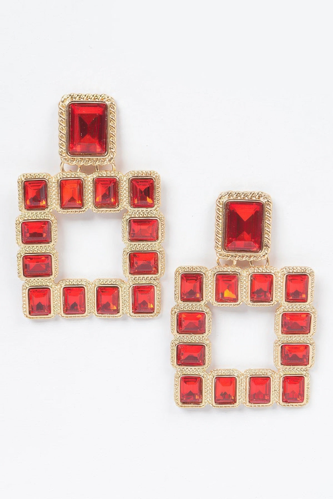 Multi Square Gemstone Earrings