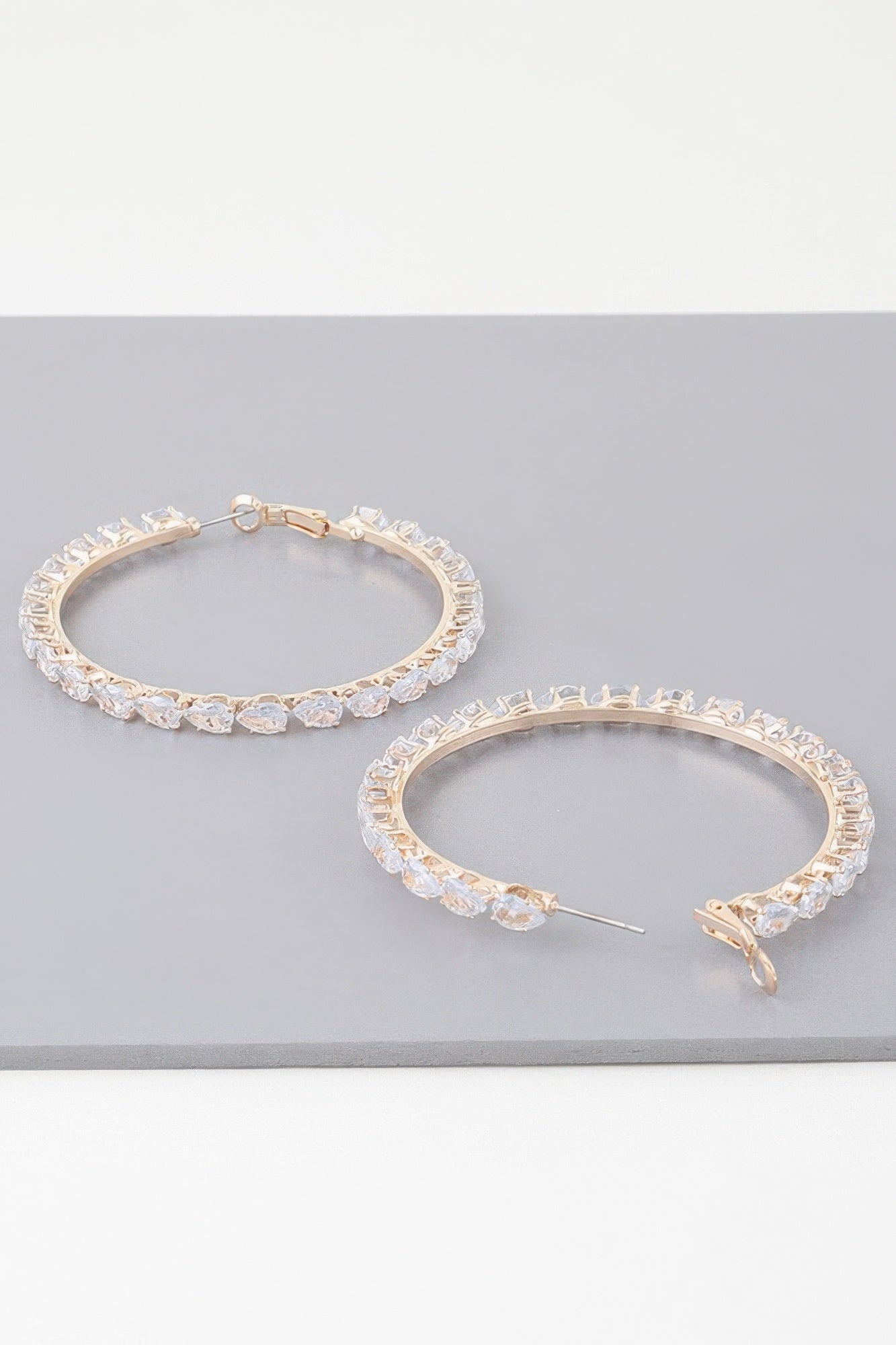 Teardrop Bejeweled Hoop Earrings