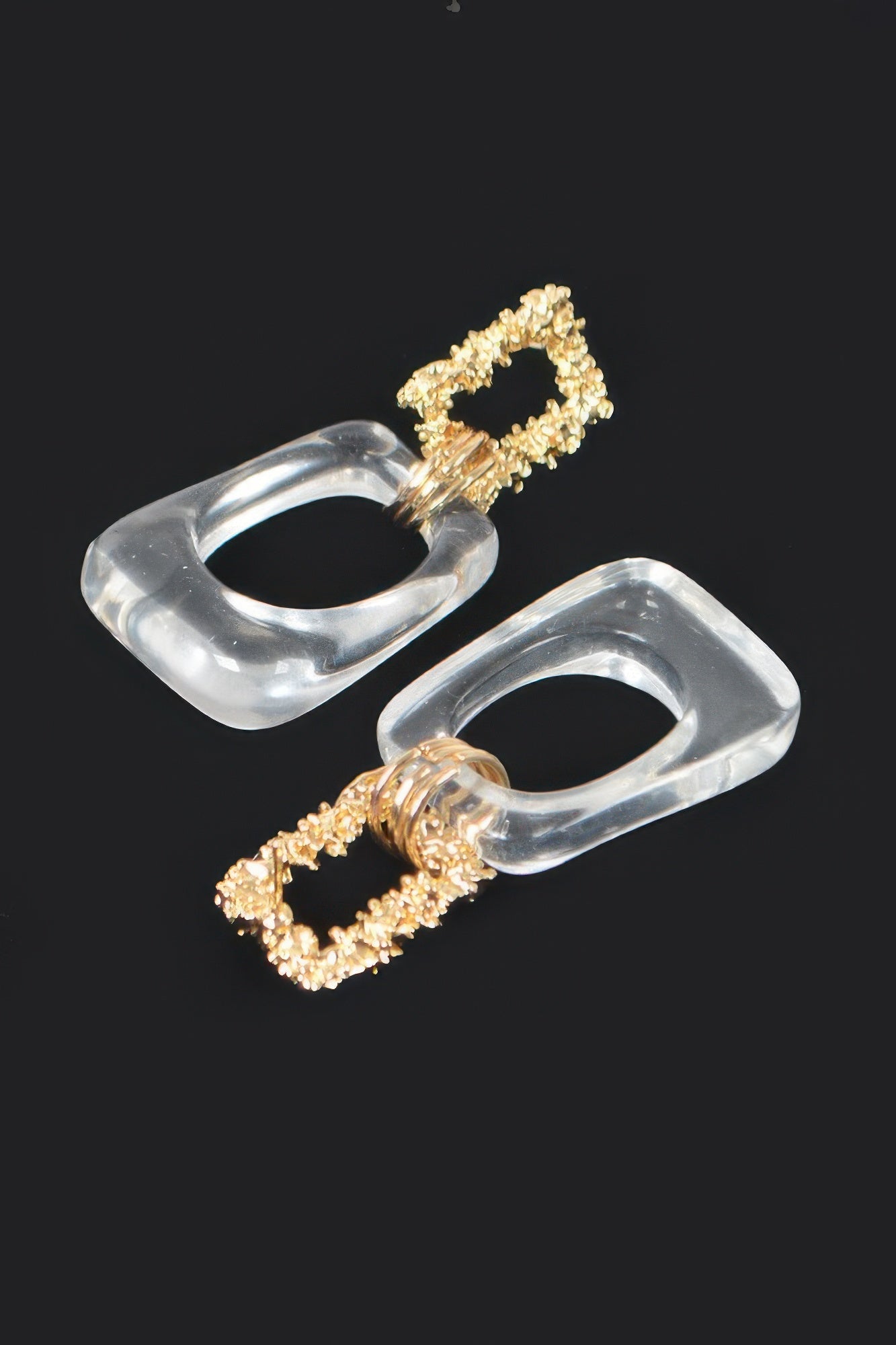 Vintage Metal Clear Dangle Earrings 2"