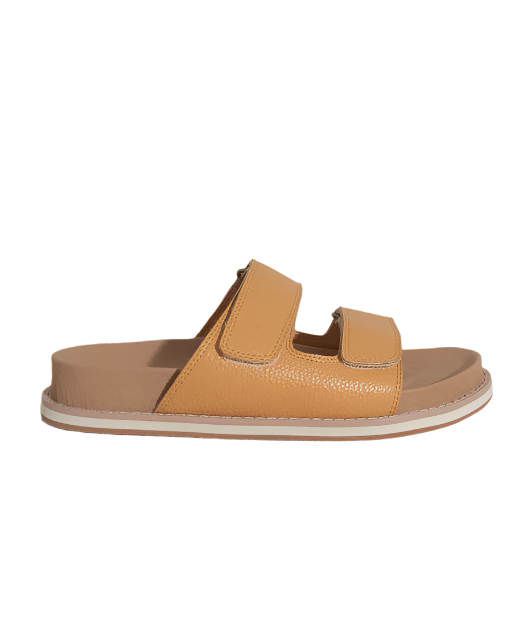 Tan Double Adjustable Strap Slide Summer Beach Sandals
