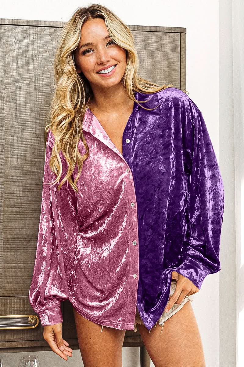 Shirts Lovesalve WS BiBi Contrast Shirt Women's Casual Long Sleeve Top - USA Shipped!