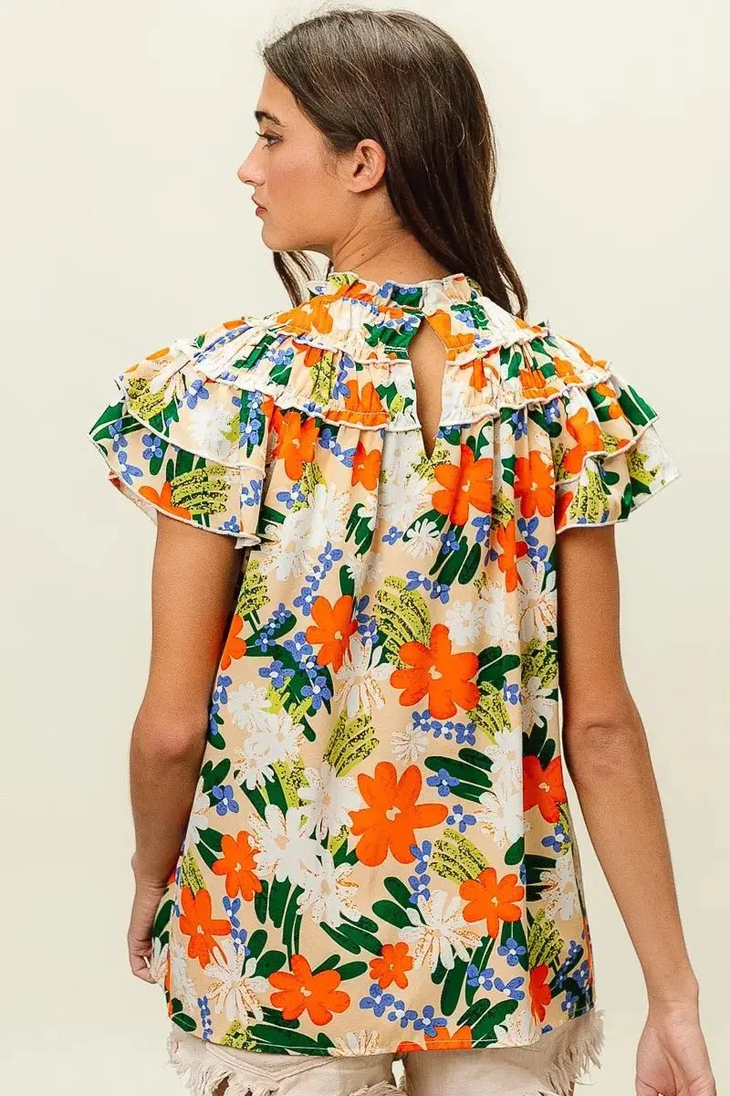 Shorts Trendsi Floral Print Top Women's Casual Woven Shirt - USA Shipped!