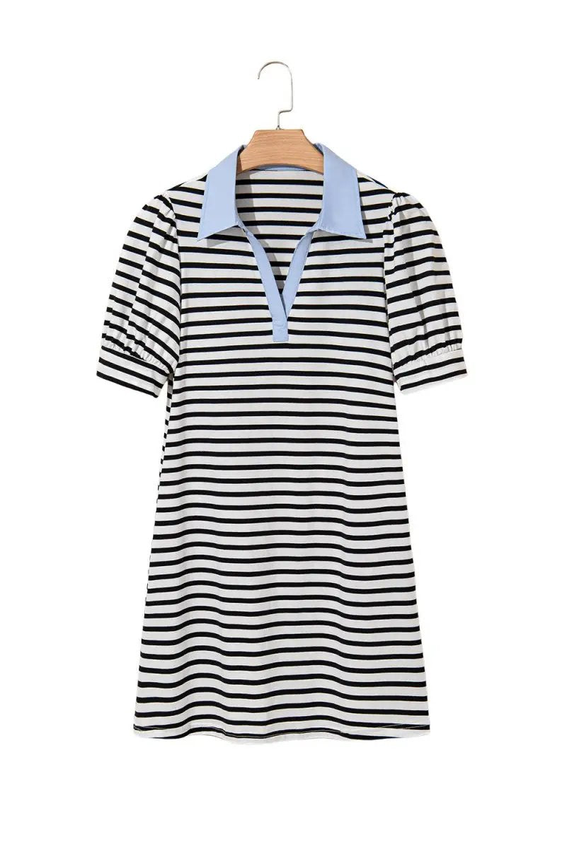 Shoes Love Salve Stripe Mini Dress Women's Daily Casual T-Shirt Dress with Pockets