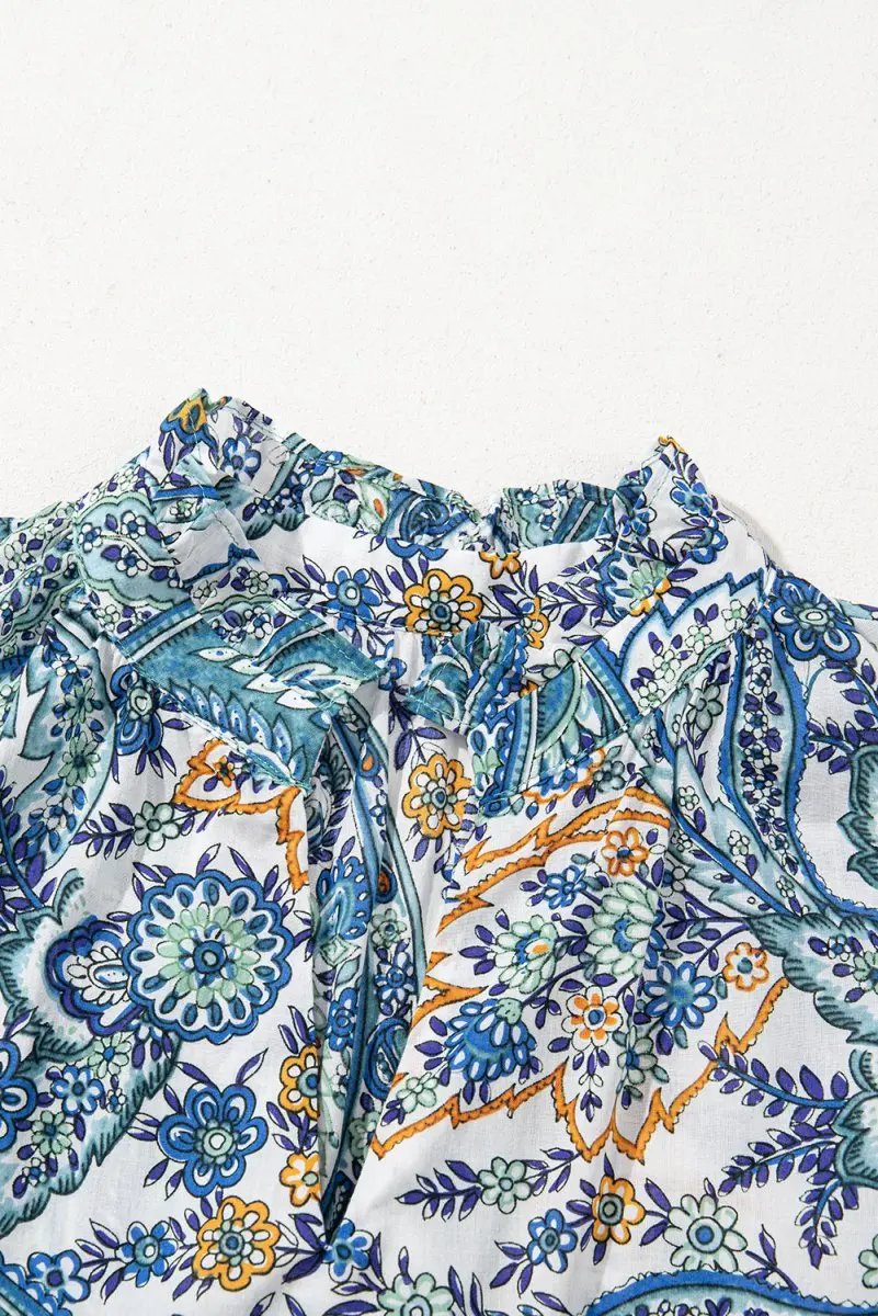 Dresses Love Salve Blue Paisley Mini Dress Women's Summer Bohemian A-Line - Flattering & Cute