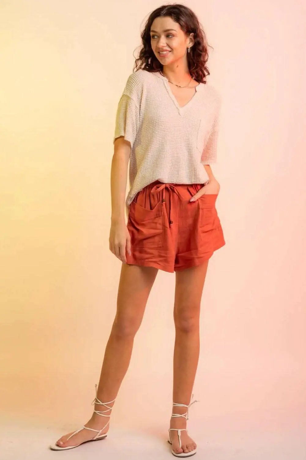 T-Shirts Trendsi just arrived - Chic waffle-knit half sleeve tee