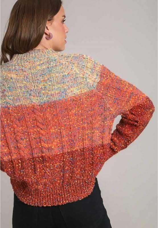 Sweaters Trendsi Cable-Knit Color Block Women's Sweater: Cozy & Stylish Long Sleeve Top