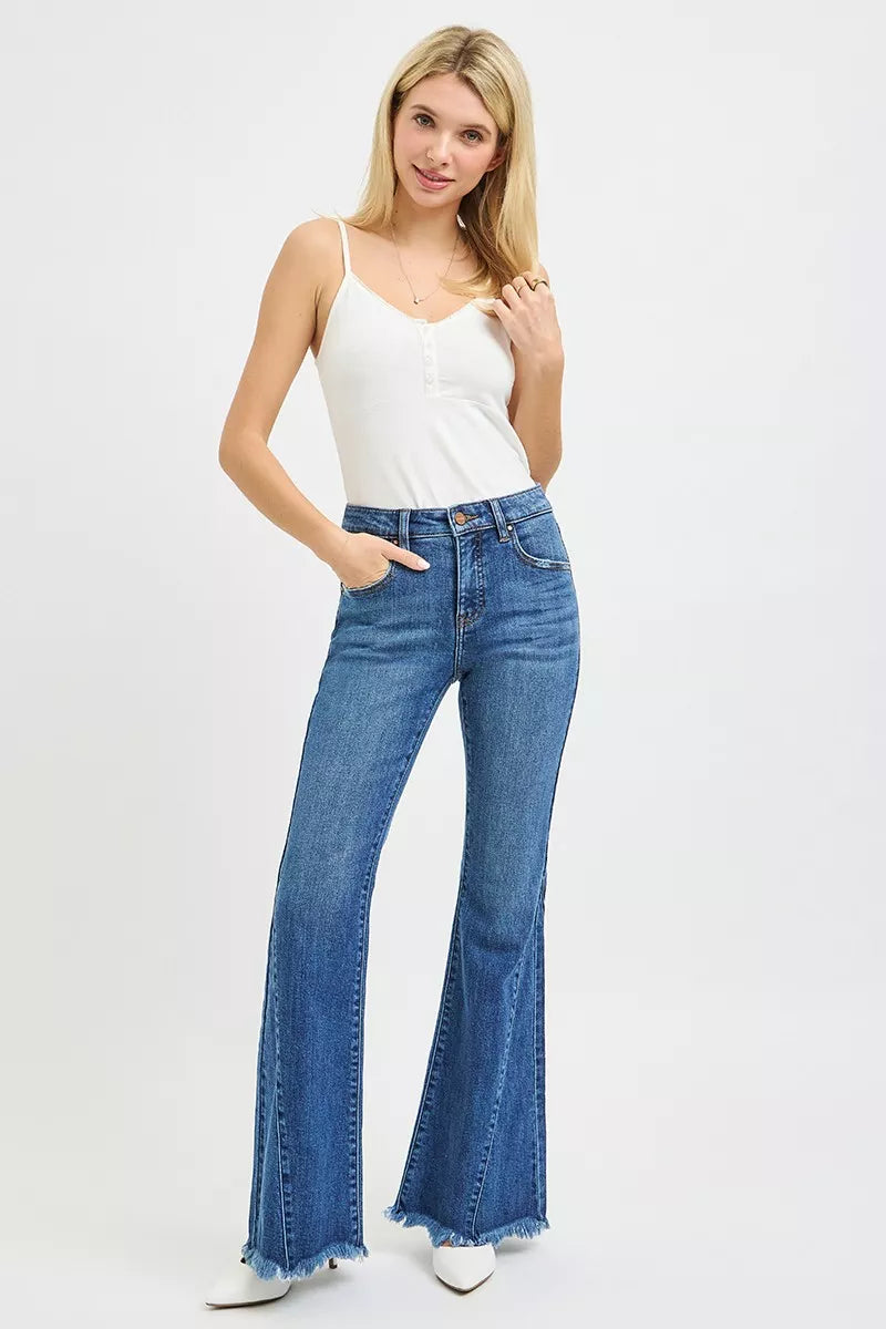 RISEN Jeans - Mid Rise Flare Side Seam Detailing Jeans