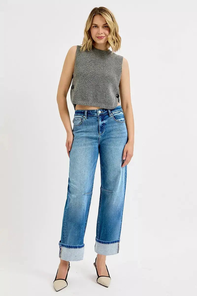 RISEN Jeans - Slouchy Crop Barrel Cuffed Jeans