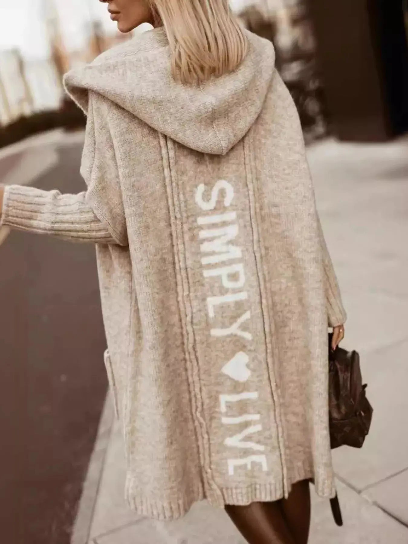 Full Size Hooded Knit Open Front Cardigan