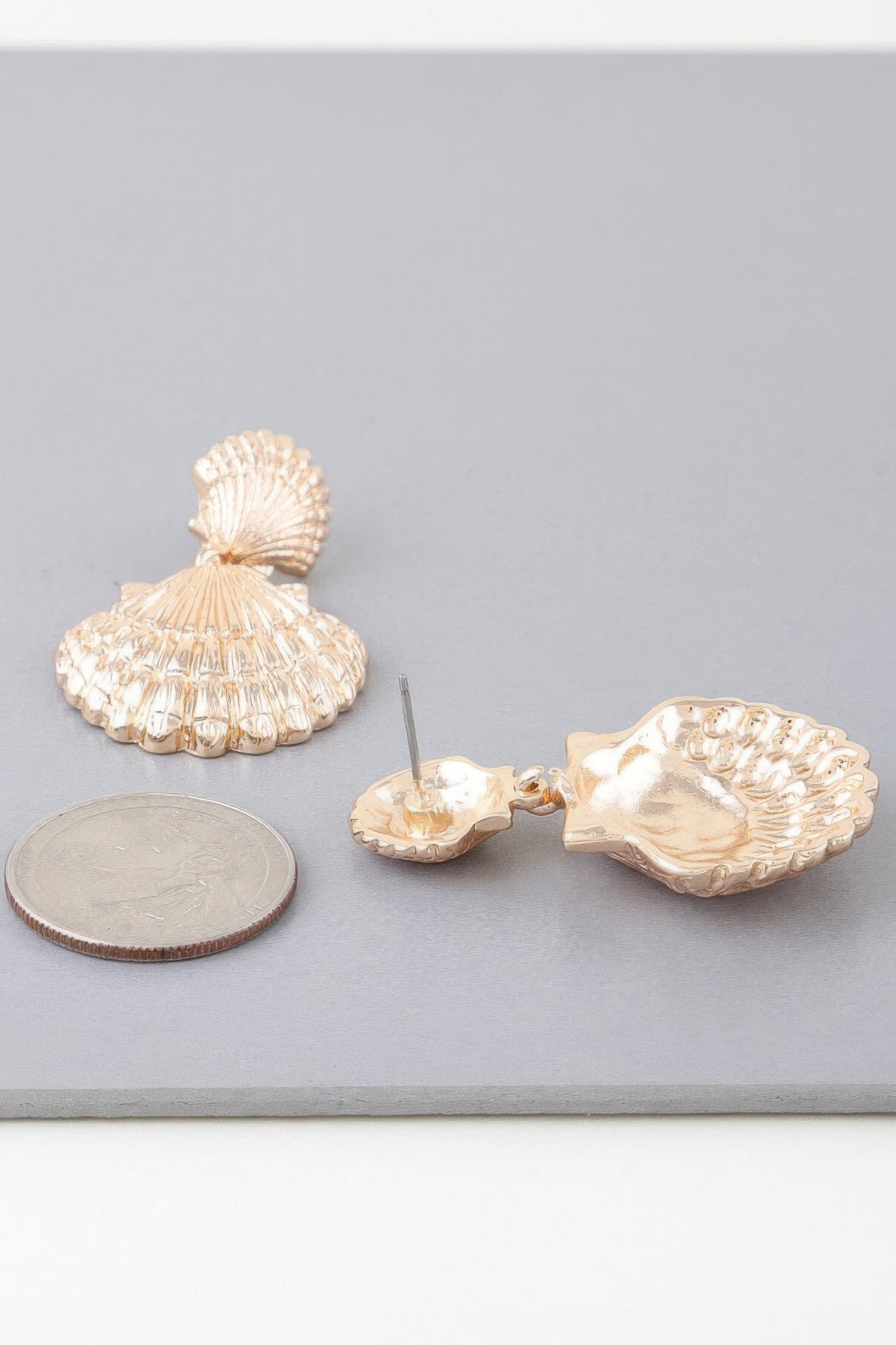 Double Clamshell Drop Earrings