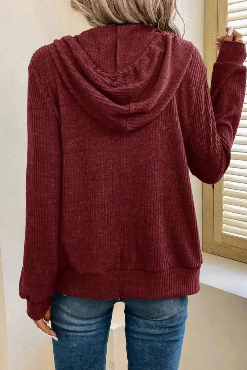 Women's Hooded Jacket Hooded Jacket - Drawstring Zip Up - Fashion Unlined