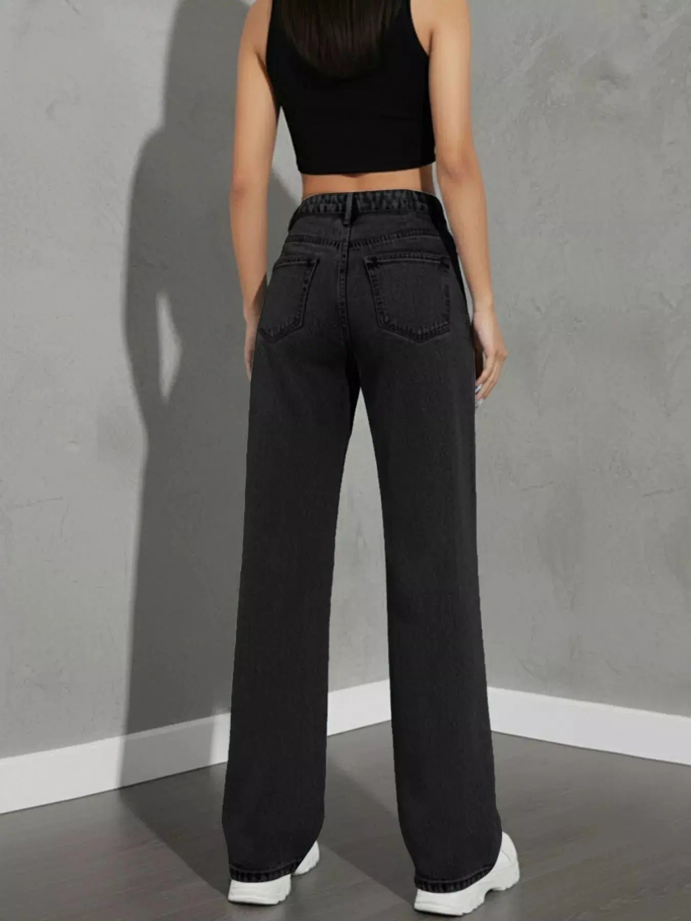 High Waist Wide Leg Denim Jeans