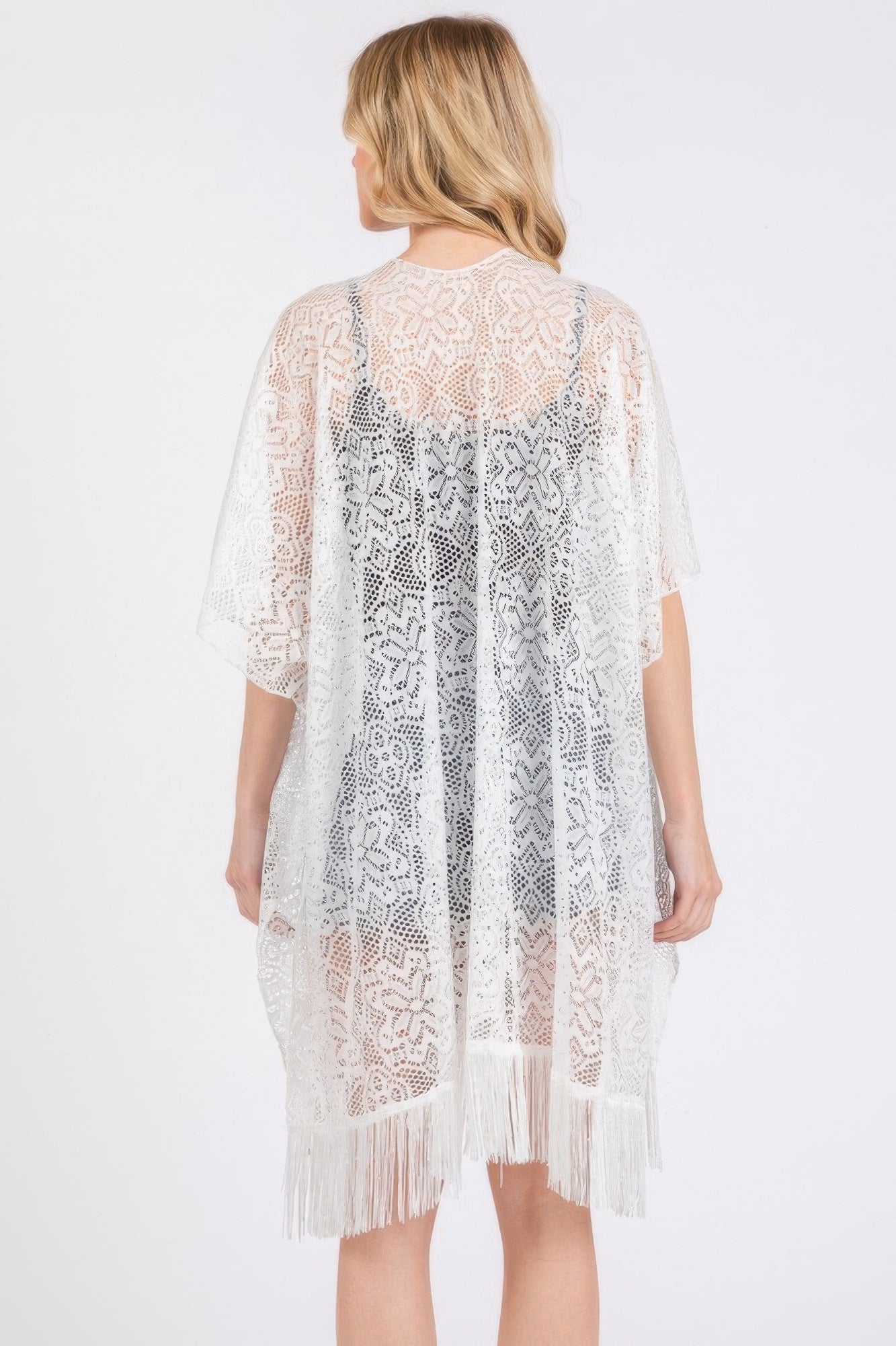 Flower Pattern Crochet Lace Tassel Cover Up