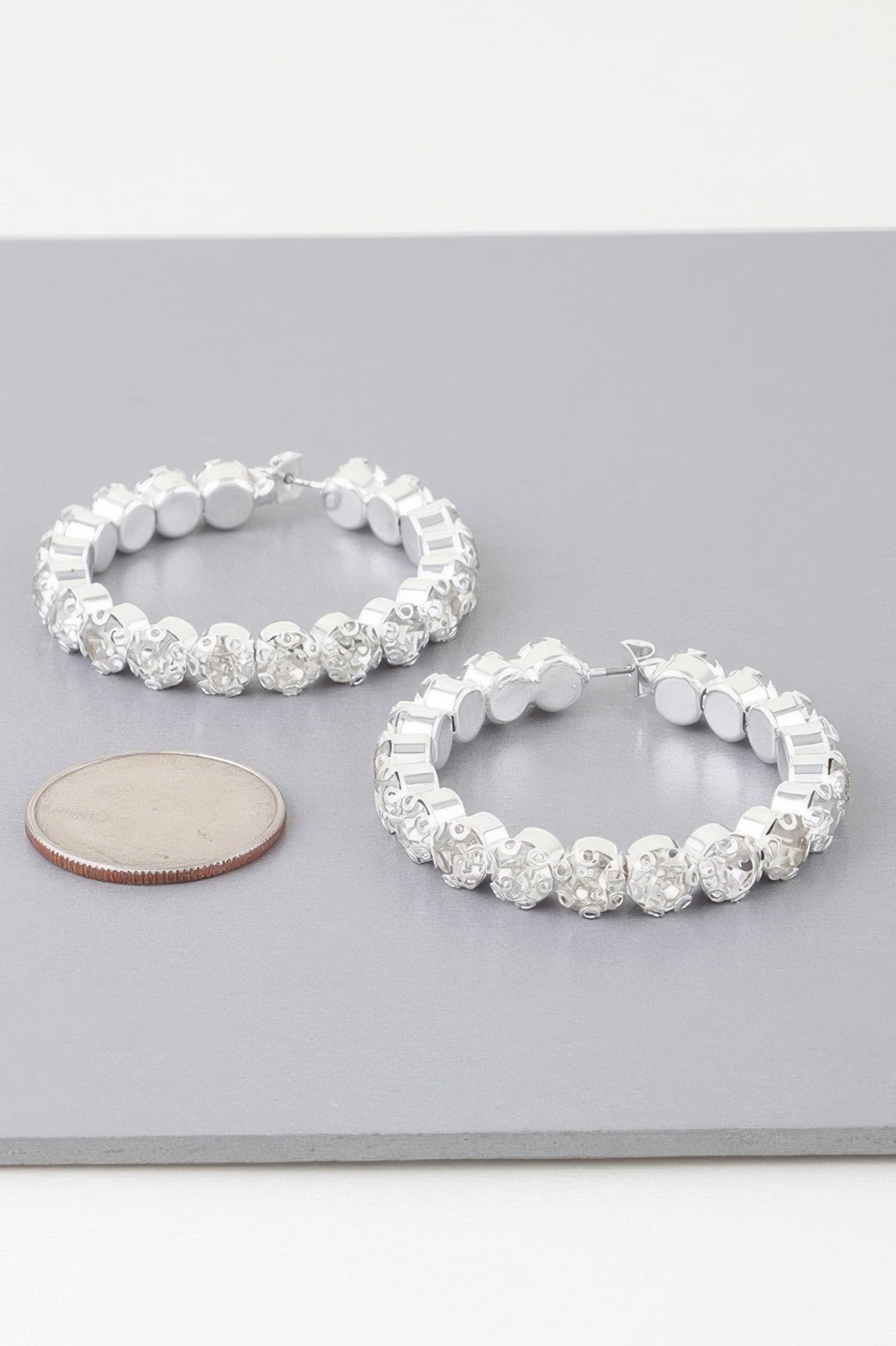 Geometric Rhinestone Cut Hoop Earrings