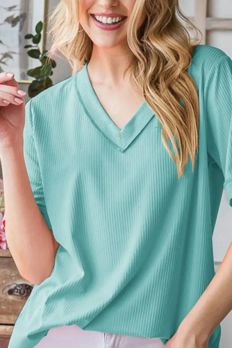 T-Shirts & Tops V-Neck Tee - Soft & Comfy Plus Size - Casual Heimish Style