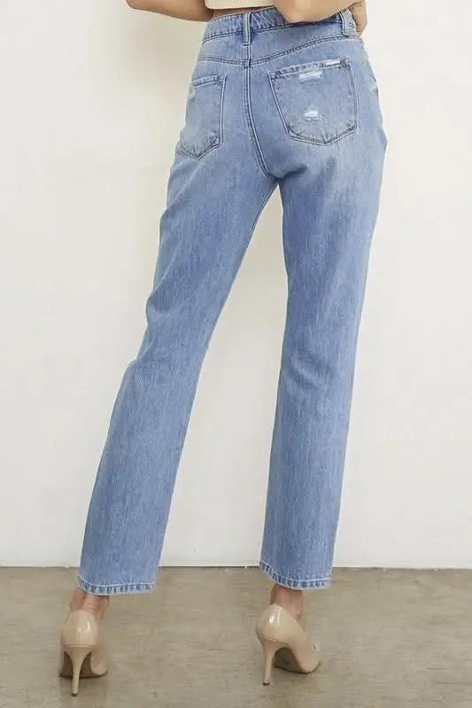 Women's Jeans Jeans - High Rise Distressed - Comfy Fit Contemporary Denim