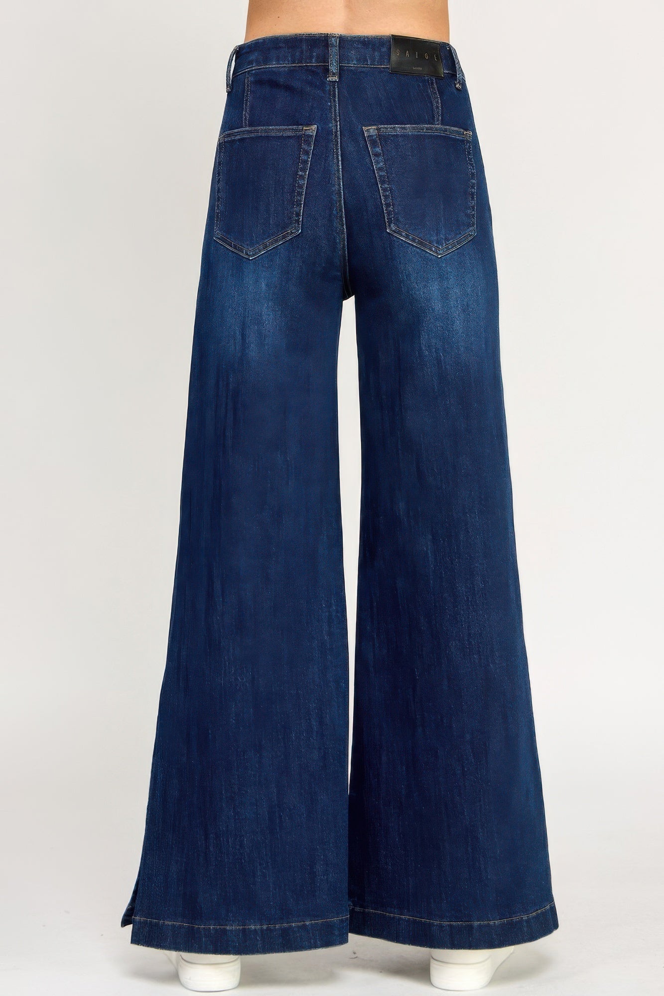 High Rise Wide Leg With Button Slit