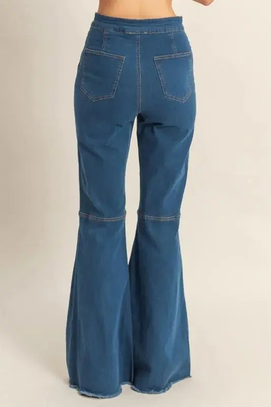 Accessories Trendsi Raw Hem Jeans Women's High-Waist Flared Denim USA Ship