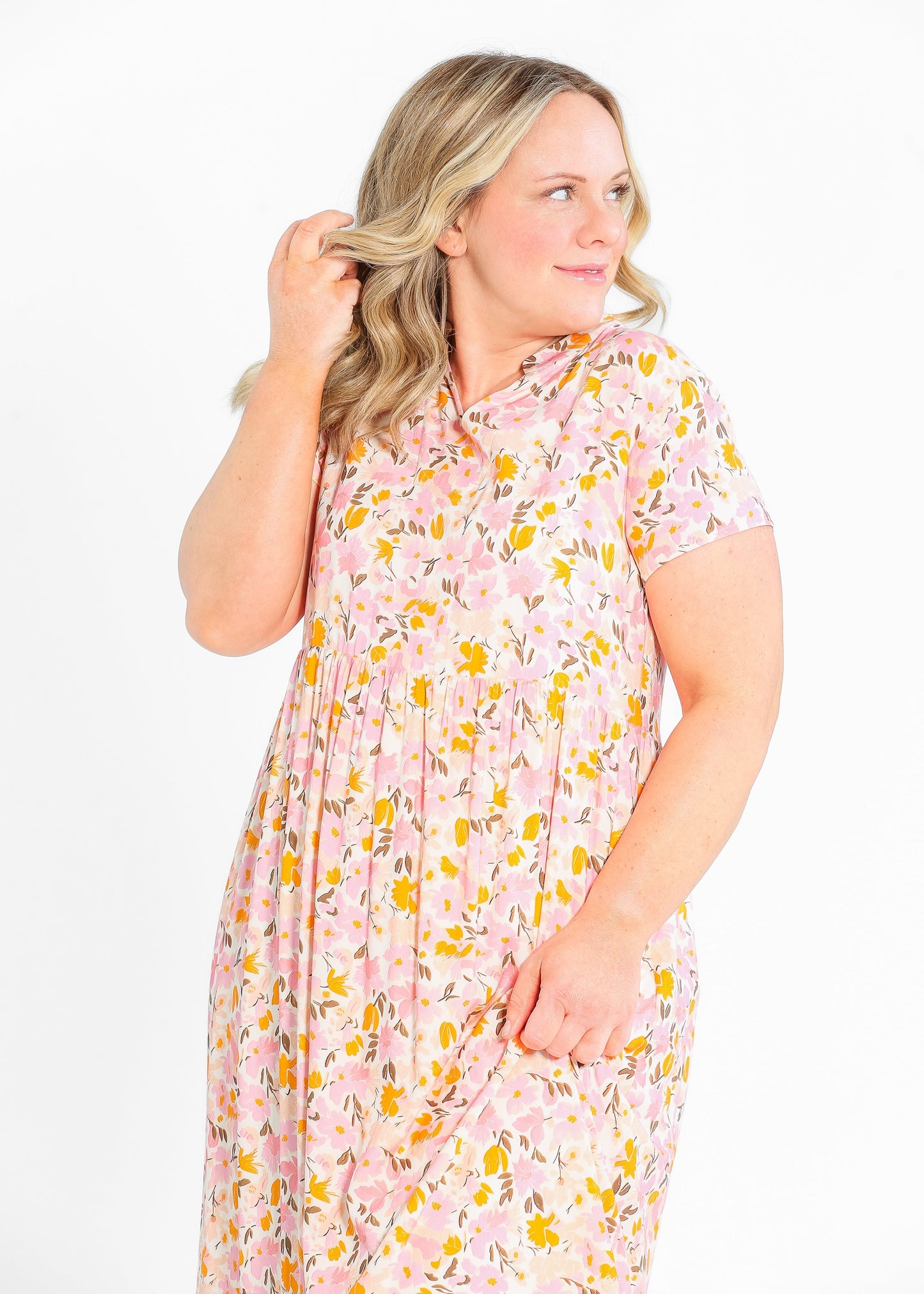 Jaydrien Floral Flutter Sleeve Midi Dress