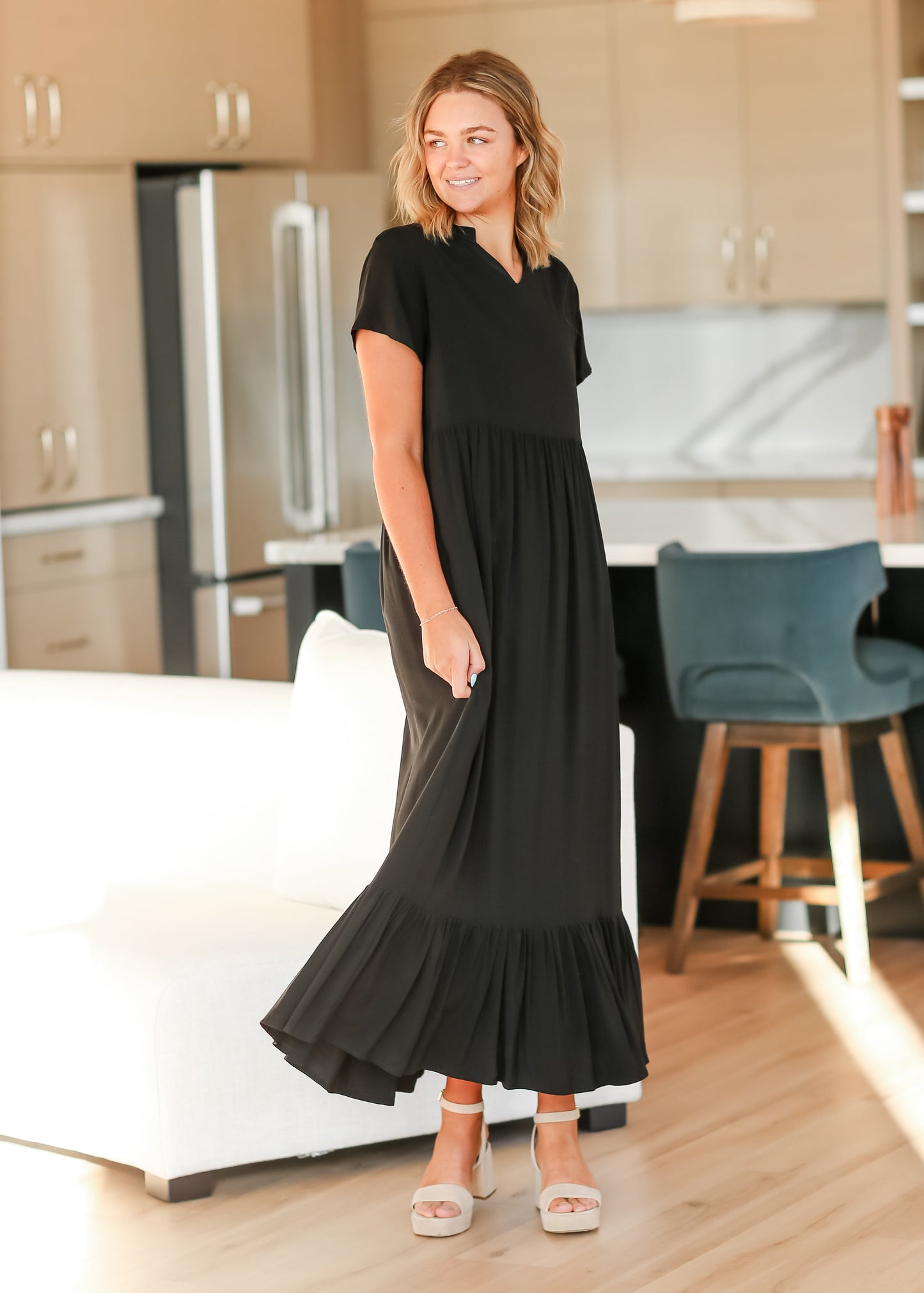 Jaydrien Flutter Sleeve Maxi Dress