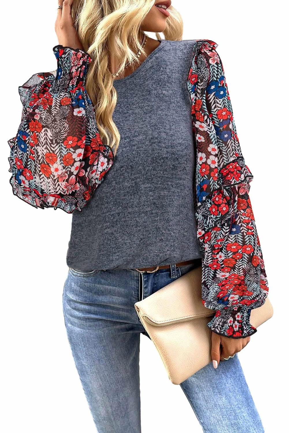 Clothing & Apparel Love Salve Chic floral ruffle sleeve top