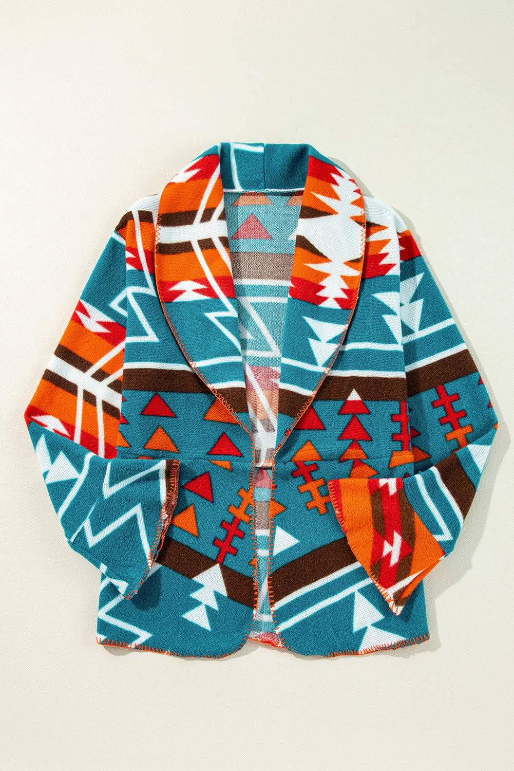 Jackets Love Salve Sky blue aztec bell sleeve jacket