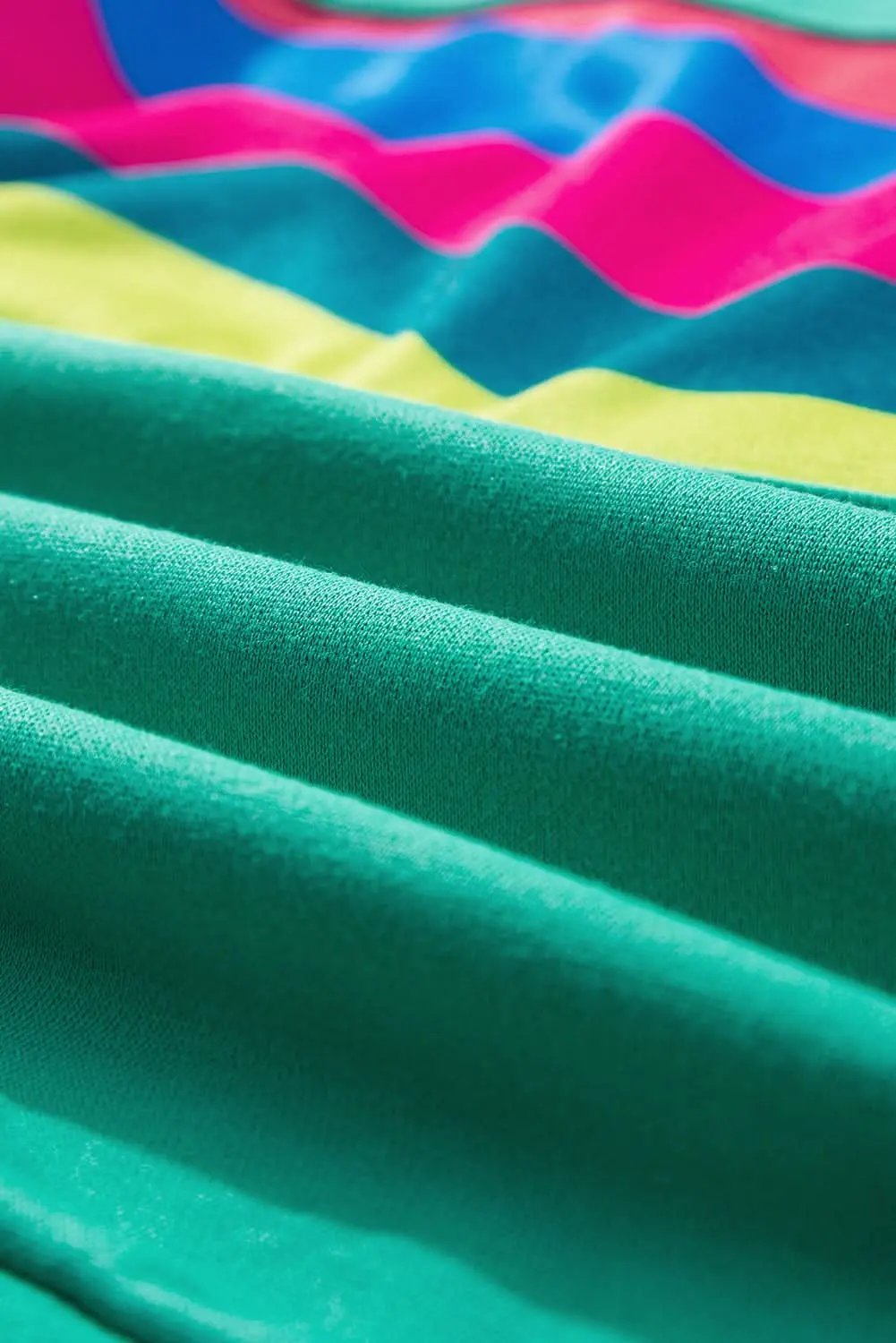 Pants Love Salve Green Colorful Striped Accent Long Sleeve T Shirt