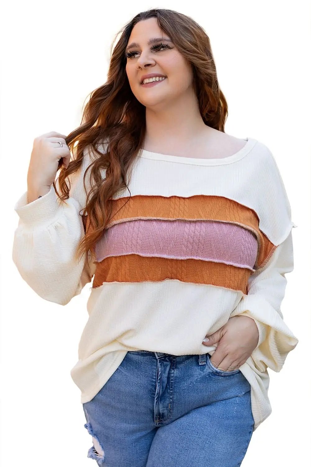 Sweaters Love Salve White Knit Top Women's Casual Drop Sleeve Trendy Fashion Top