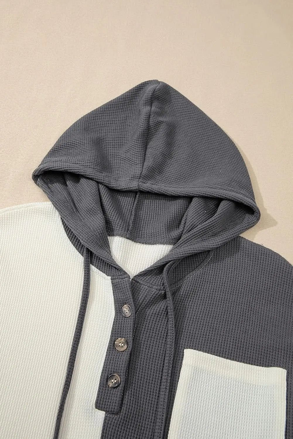 Jackets Love Salve Dark Grey Waffle Colorblock Buttons Placket Drop S