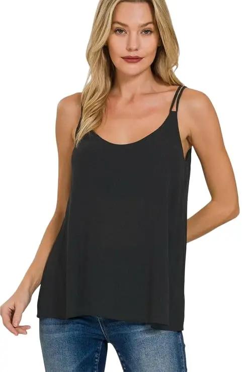Accessories Love Salve Woven Double Spaghetti Strap V-Neck Cami Top
