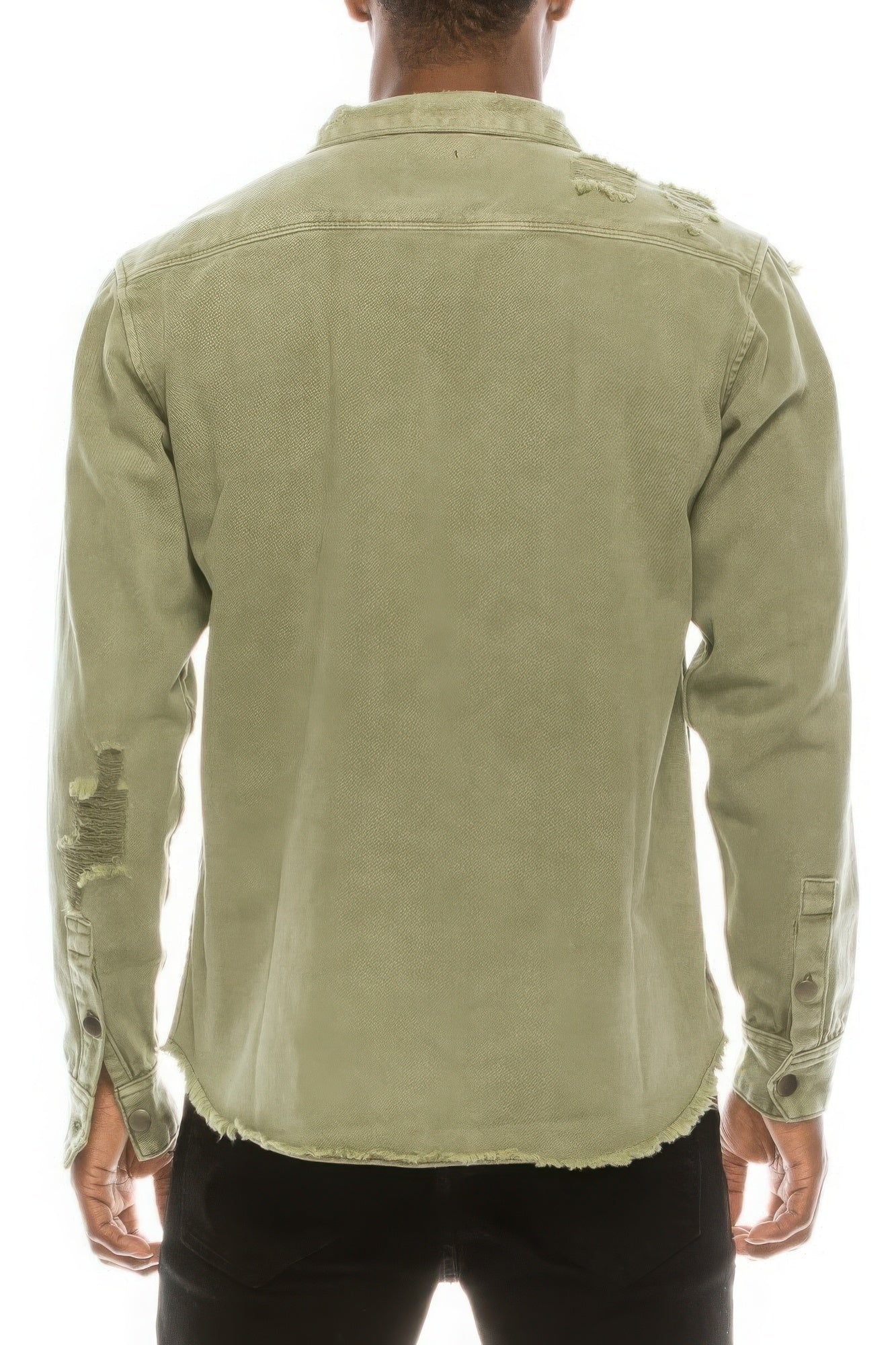 Men's Ripped Denim Overshirt Green