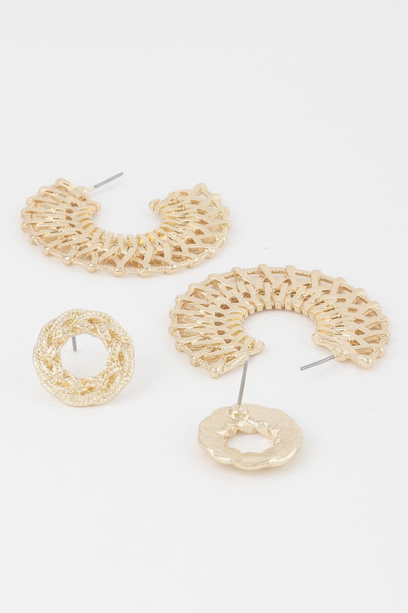 Metallic Braid Hoop Earrings Set