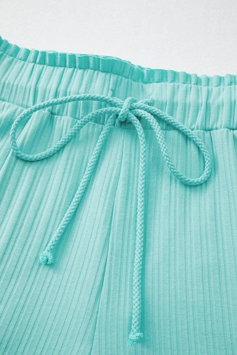 Two Piece Sets/Short Sets Love Salve Mint Ribbed Set Women's Daily Wear Outfit Casual Tank & Shorts