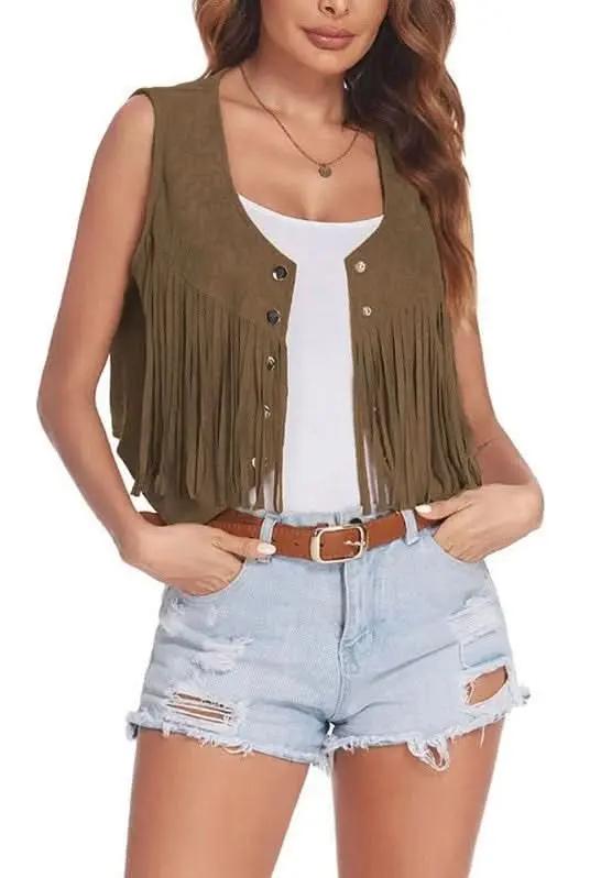 Cropped Fringe Vest Boho Style | Miss Sparkling