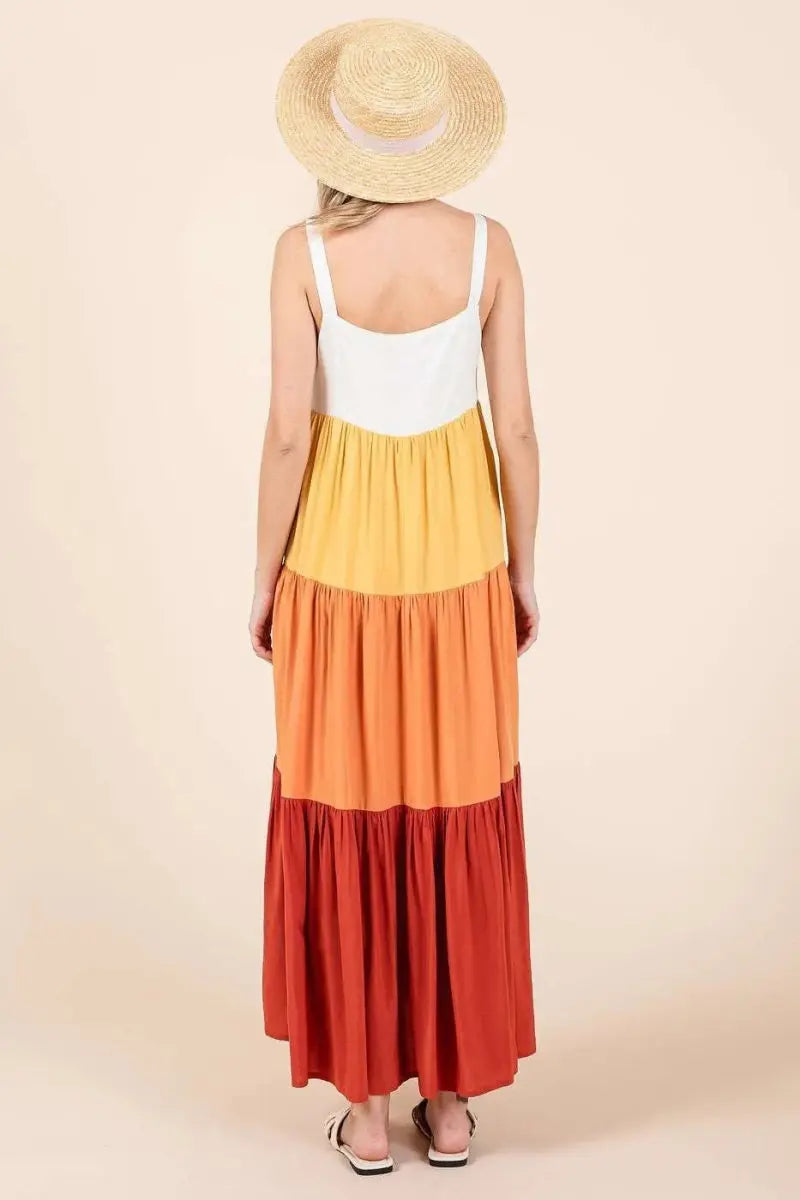 Dresses Trendsi Color Block Maxi Dress Women's Casual Tiered Long Dress - Flowy & Comfy