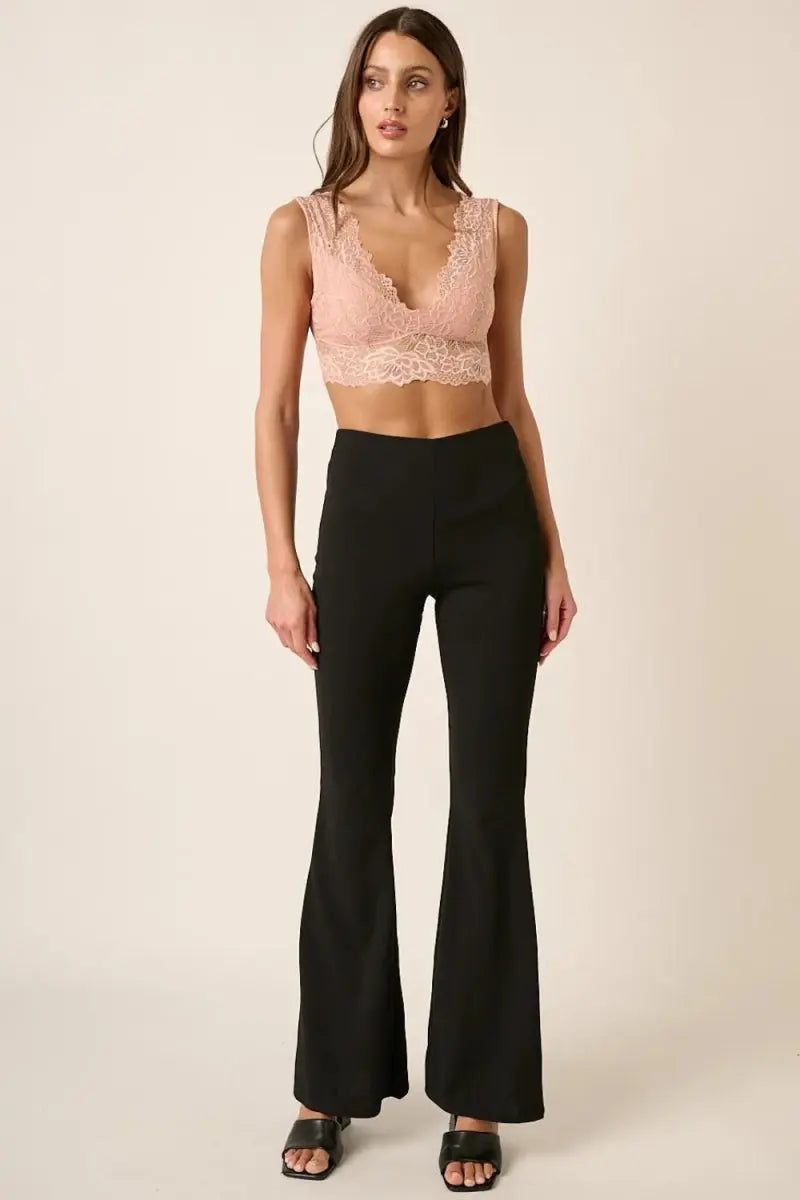 Women's Loungewear Pants Women's Crepe Knit Pants - Elastic Waist - Flare Leg Loungewear
