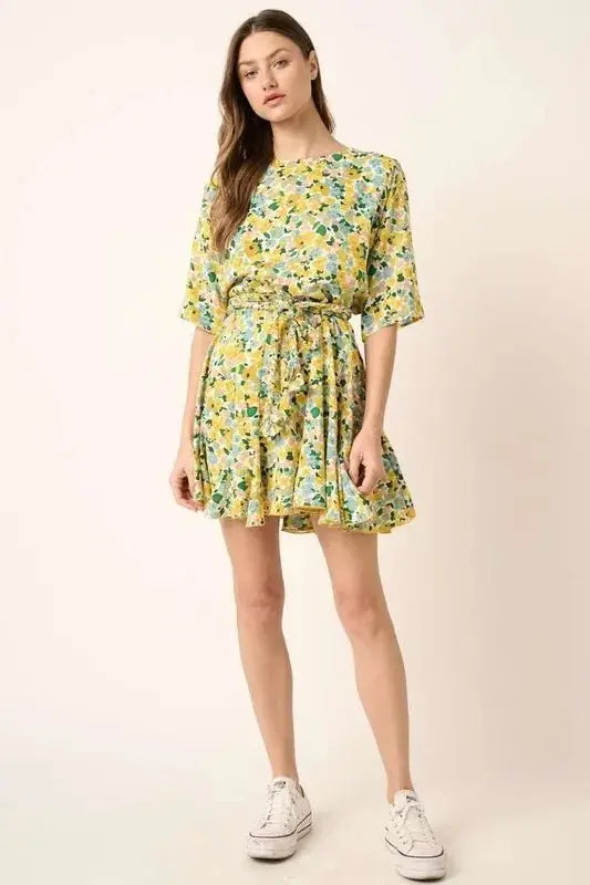 Dresses Trendsi Floral Mini Dress Women's Casual Summer Dress Tie Waist Cute