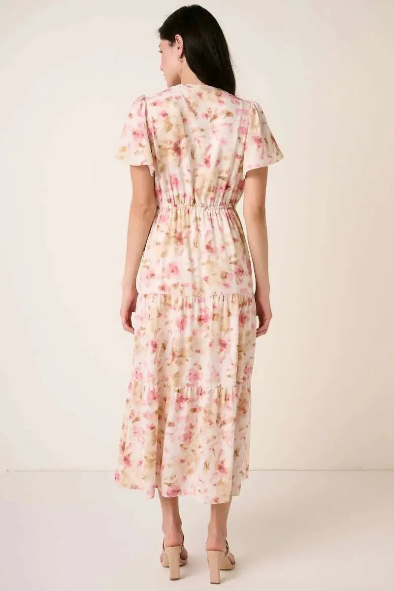 Dresses Trendsi Flower Maxi Dress Women's Summer Casual V-Neck Flutter Sleeve