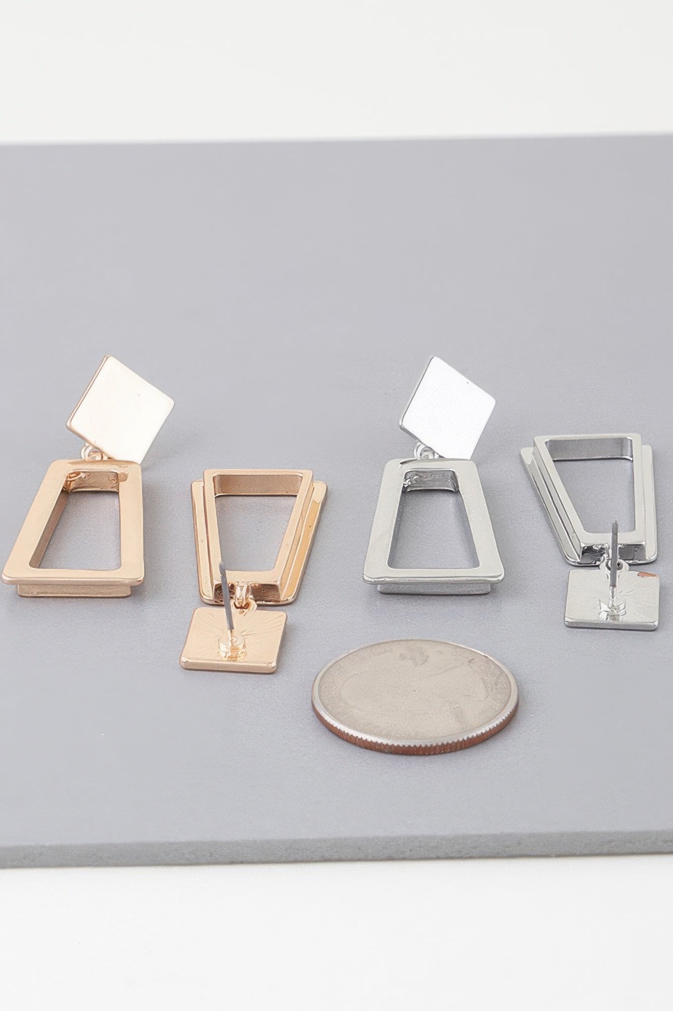 Modern Geometric Frame Drop Earrings