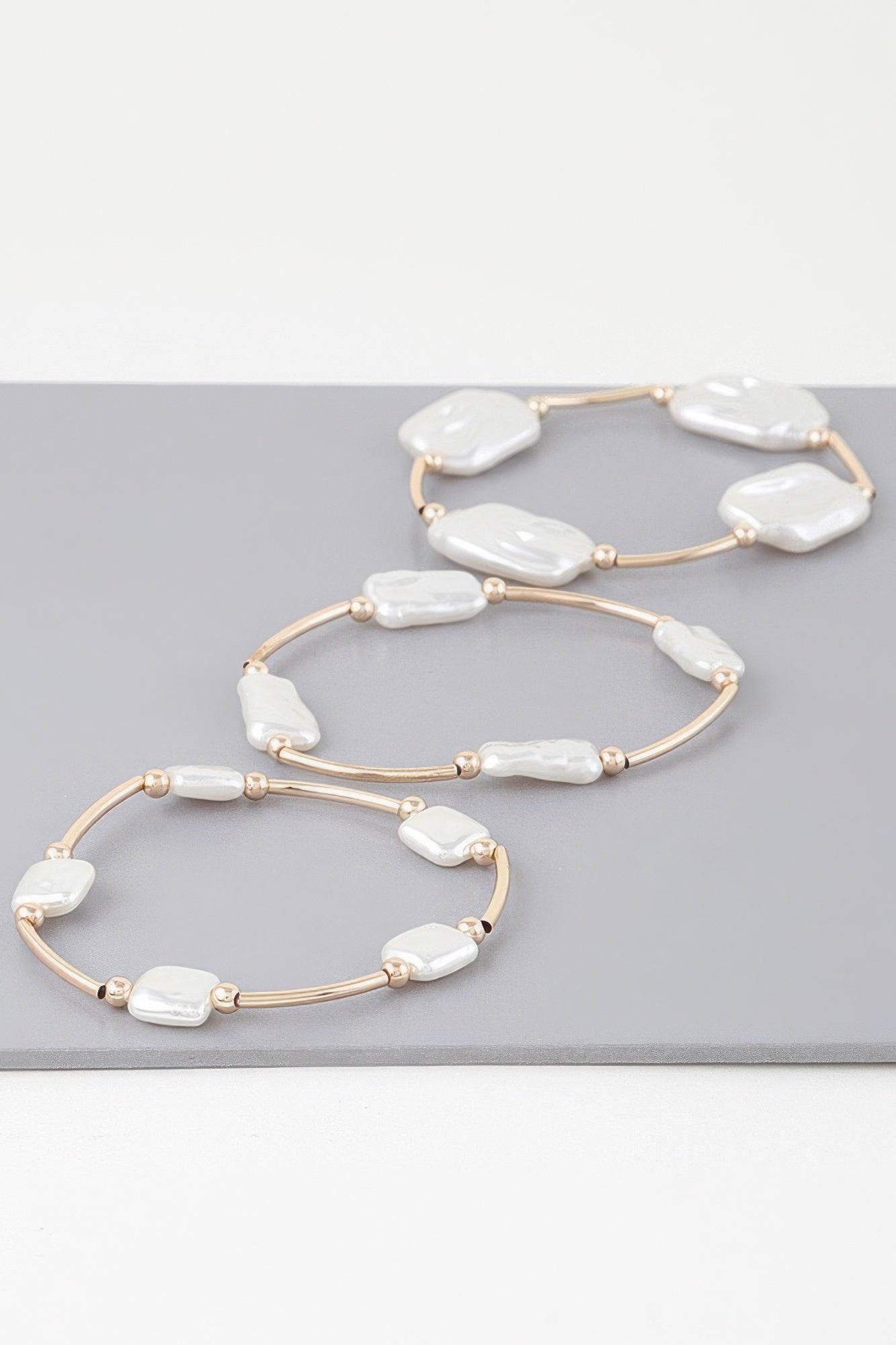 Multi Abstract Pearl Stone Tube Bracelet